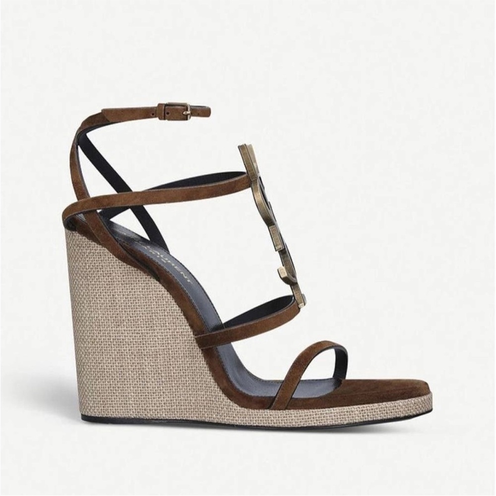 Saint Laurent Logo Wedge Sandals